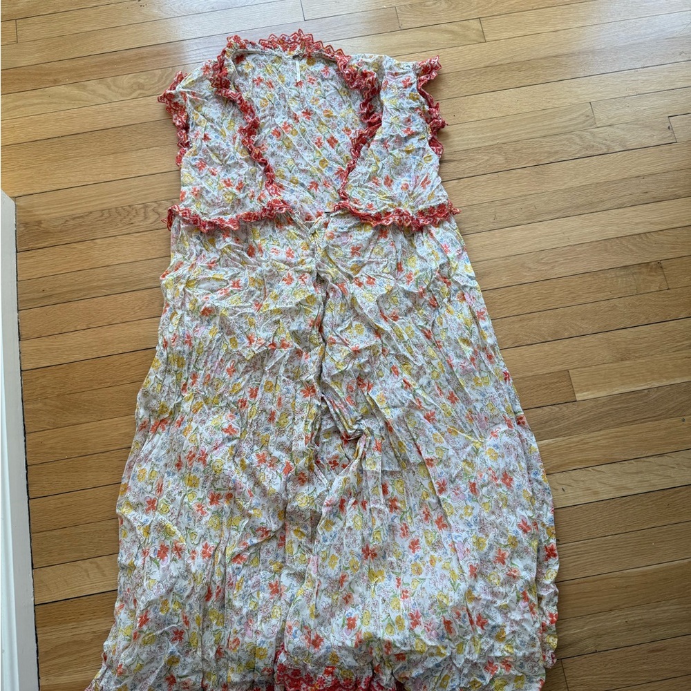 Free People Milania Maxi Floral Dress in White, Red, Yellow